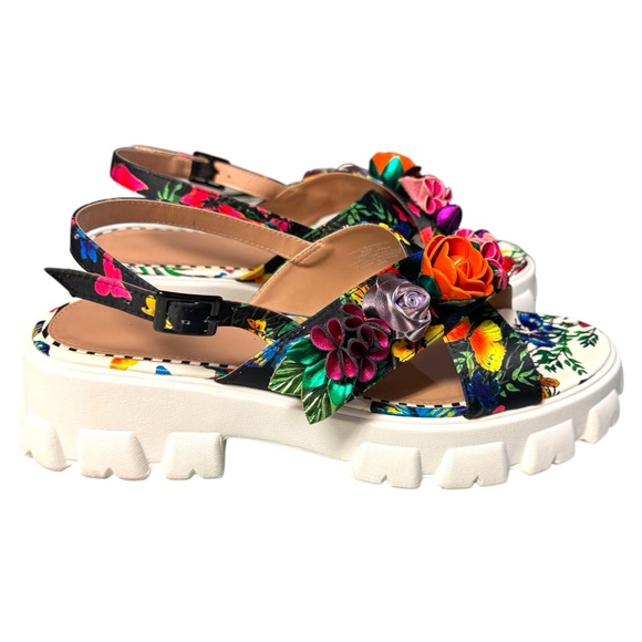 Betsey Johnson Shoes - Betsey Johnson Nikitta Black Multi 3-D Flowers & Butterflies Sandals Sz 11 $119